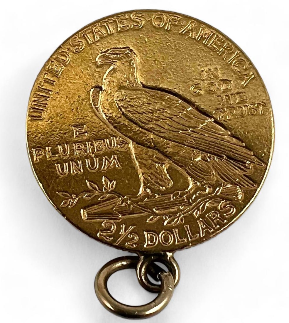 22K 1915 U.S. 2 1/2 Dollar Gold Coin Mounted As Charm Or Pendant (1 of 3)
