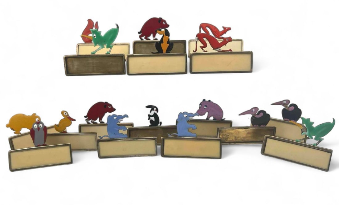 Art Deco Enameled Sterling Silver Animal Place Card Holders (1 of 20)