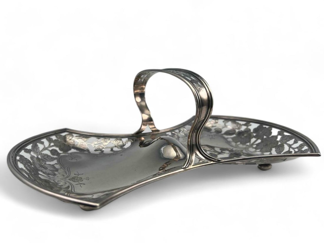 Antique Sterling Silver Basket Form Dish With Rose Motif (1 of 10)