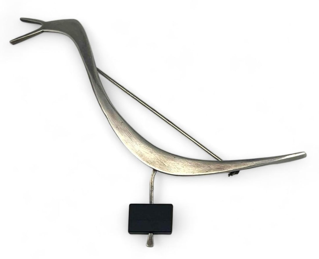 Betty Cooke, Modernist Sterling Silver Bird Form Brooch (1 of 7)