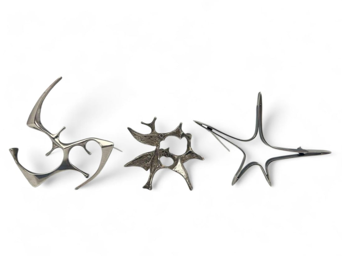 Three Sterling Silver Modernist Brooches, Attributed To Ed Wiener (1 of 11)