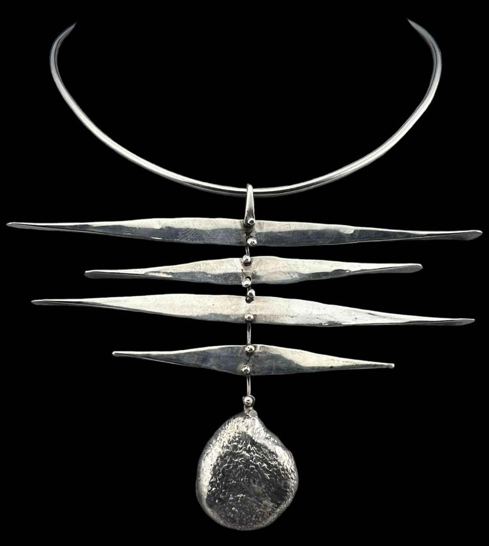 Ed Wiener, Modernist Sterling Silver Collier Necklace (1 of 8)