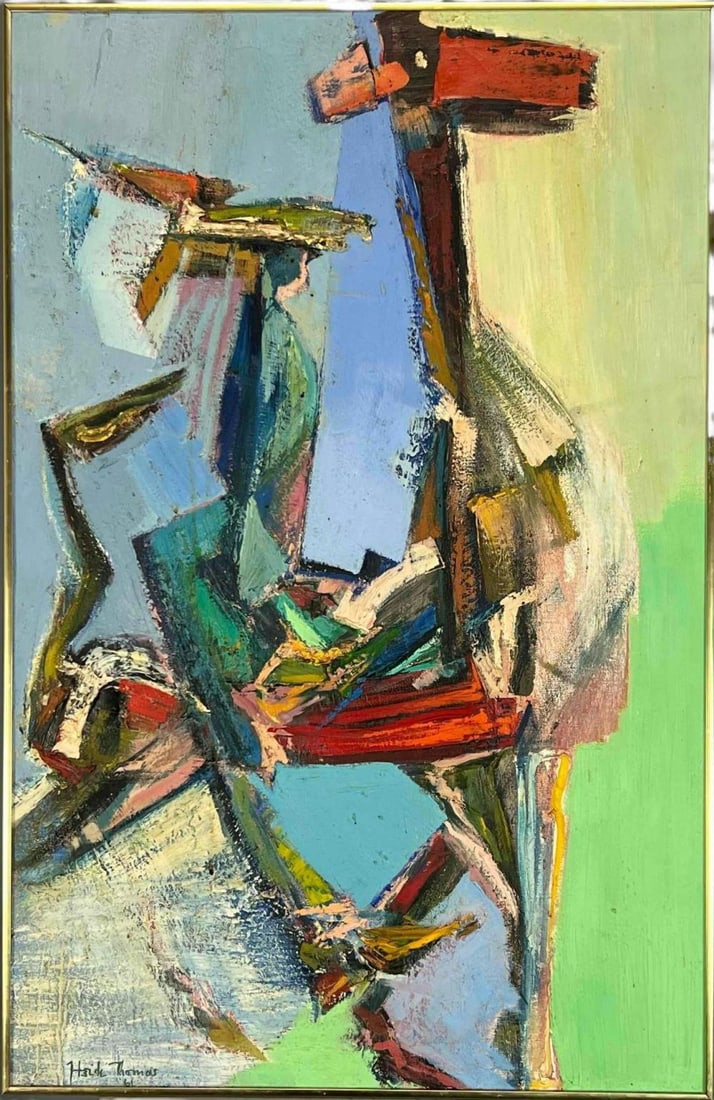 Beatrice Heide Thomas, (American, 1913-2002), Mid Century Modern Oil On Board (1 of 10)