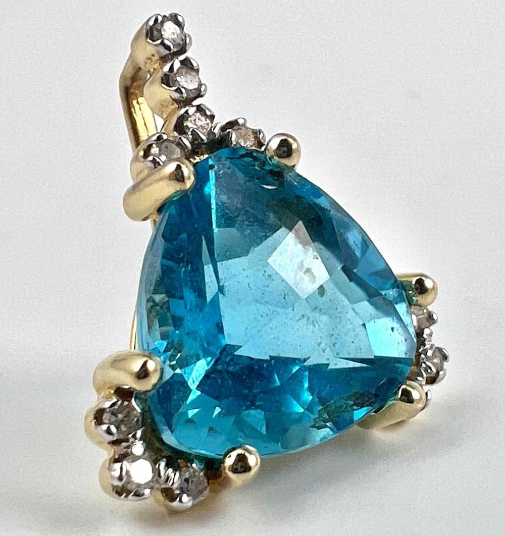 14K Blue Topaz & Diamond Pendant (1 of 6)