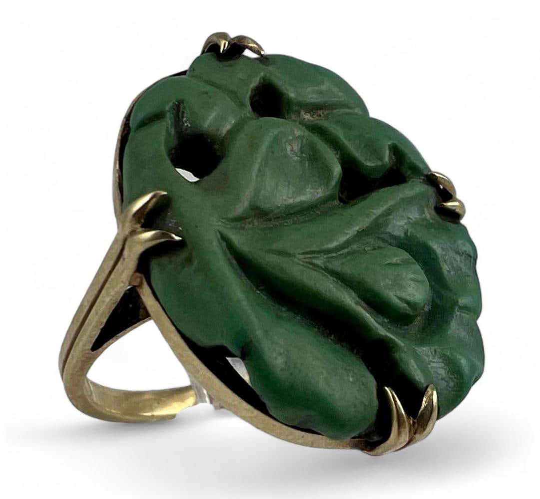 14K Carved Jadeite Ring (1 of 6)