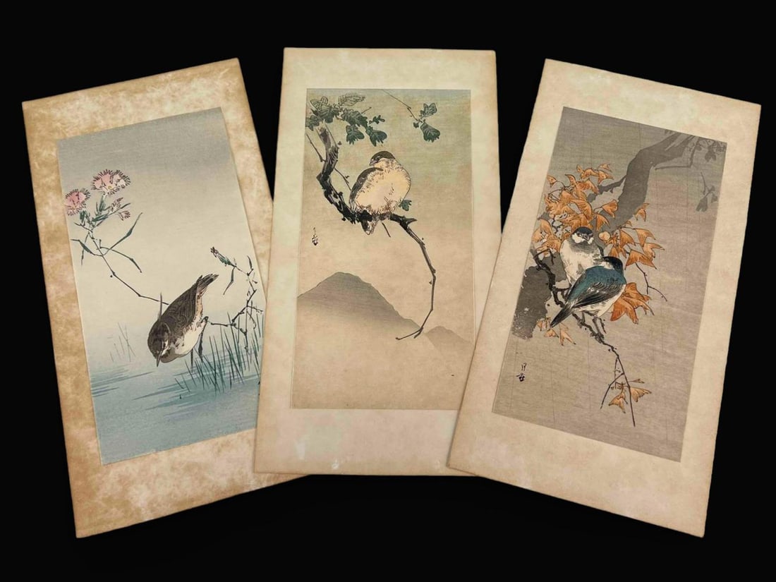 Yoshimoto Gesso, Three Kacho-e Woodblock Prints (1 of 12)