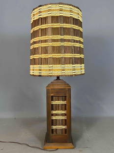 Maria Kipp Woven Chenille & Straw Table Lamp With Shade: Maria Kipp Woven Chenille & Straw Table Lamp With Shade. Lamp Alone 35.5H x 9.75W x 9.75D in. Lamp with Shade 43.75H x 18.0W x 18.0D in. All Measurements are Approximate.