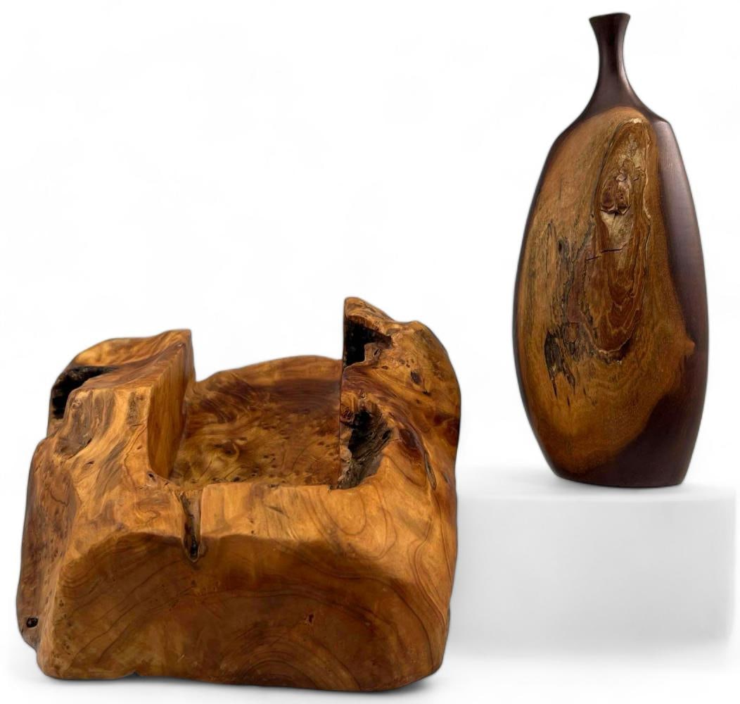 Hand Turned Wood Wood Vase & Burlwood Stand (1 of 17)