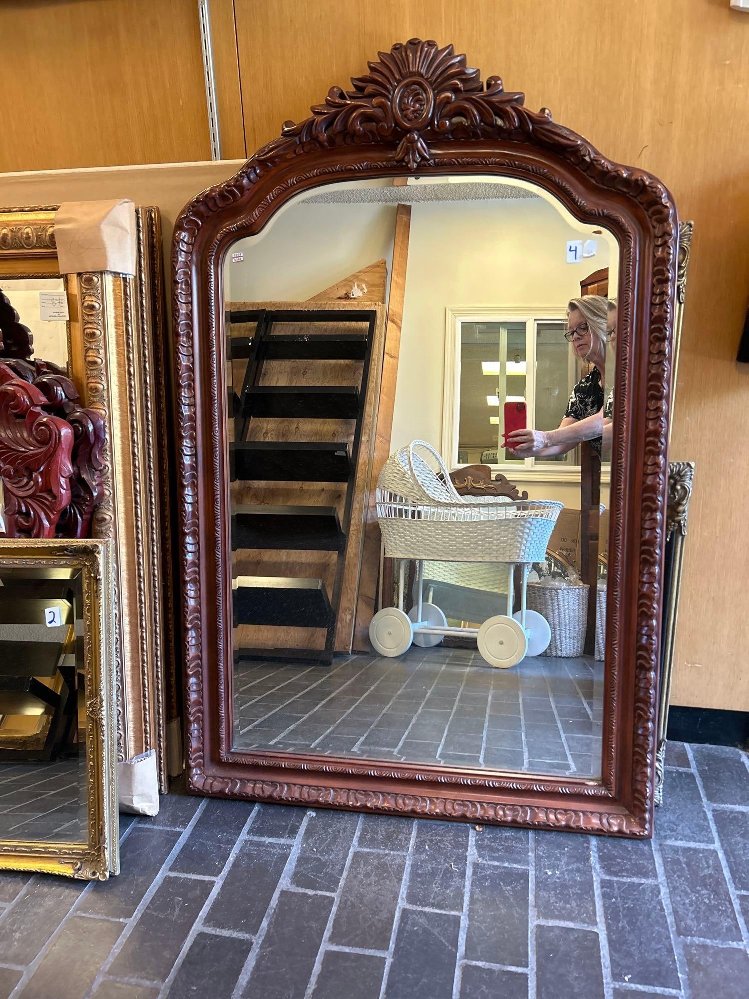 Large Decorative Wooden Mirror. (1 of 7)