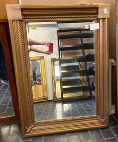 Gilt Hardwood Mirror With Fleur De Lis Details