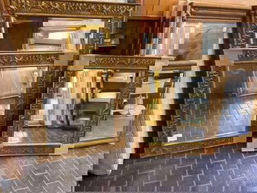 Three Gilt Hardwood Mirrors With Assyrian Style Details