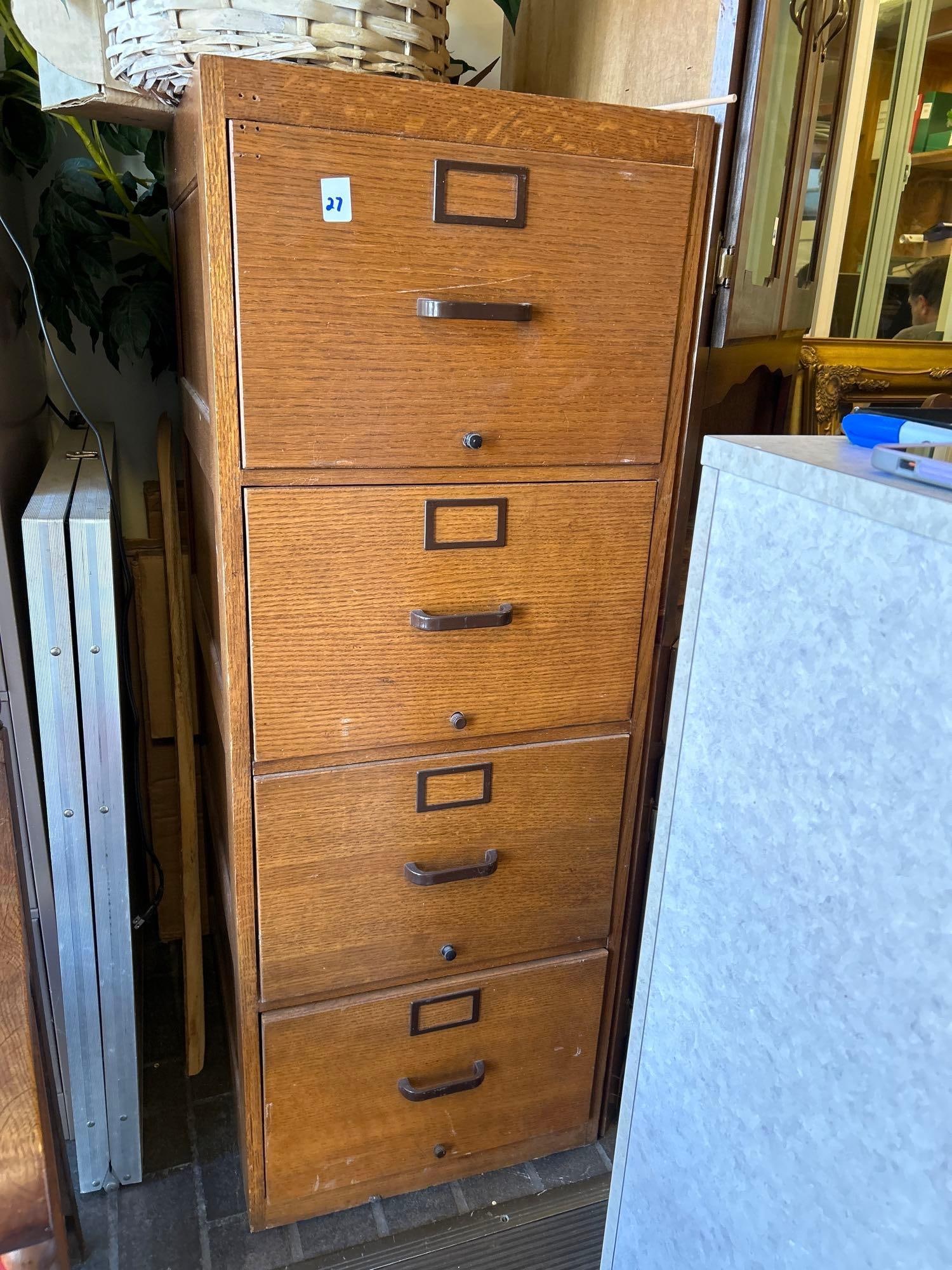 Four Drawer Oak File Cabinet (1 of 2)