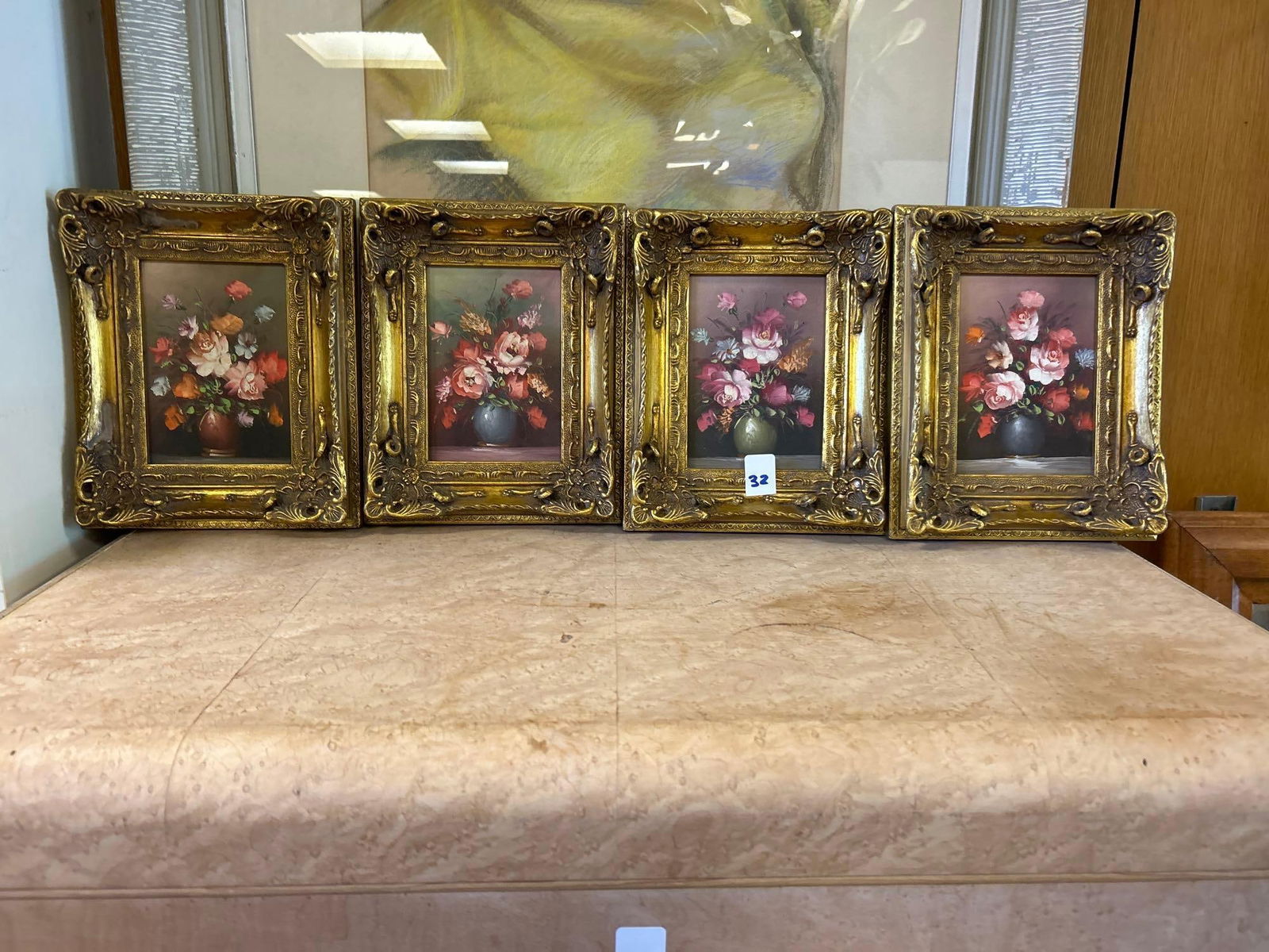 Four Floral Paintings, Oil On Canvas Board (1 of 4)
