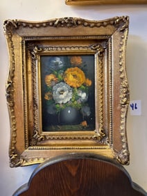 Still Life Of Flowers, Oil On Board, Signed B. Ward