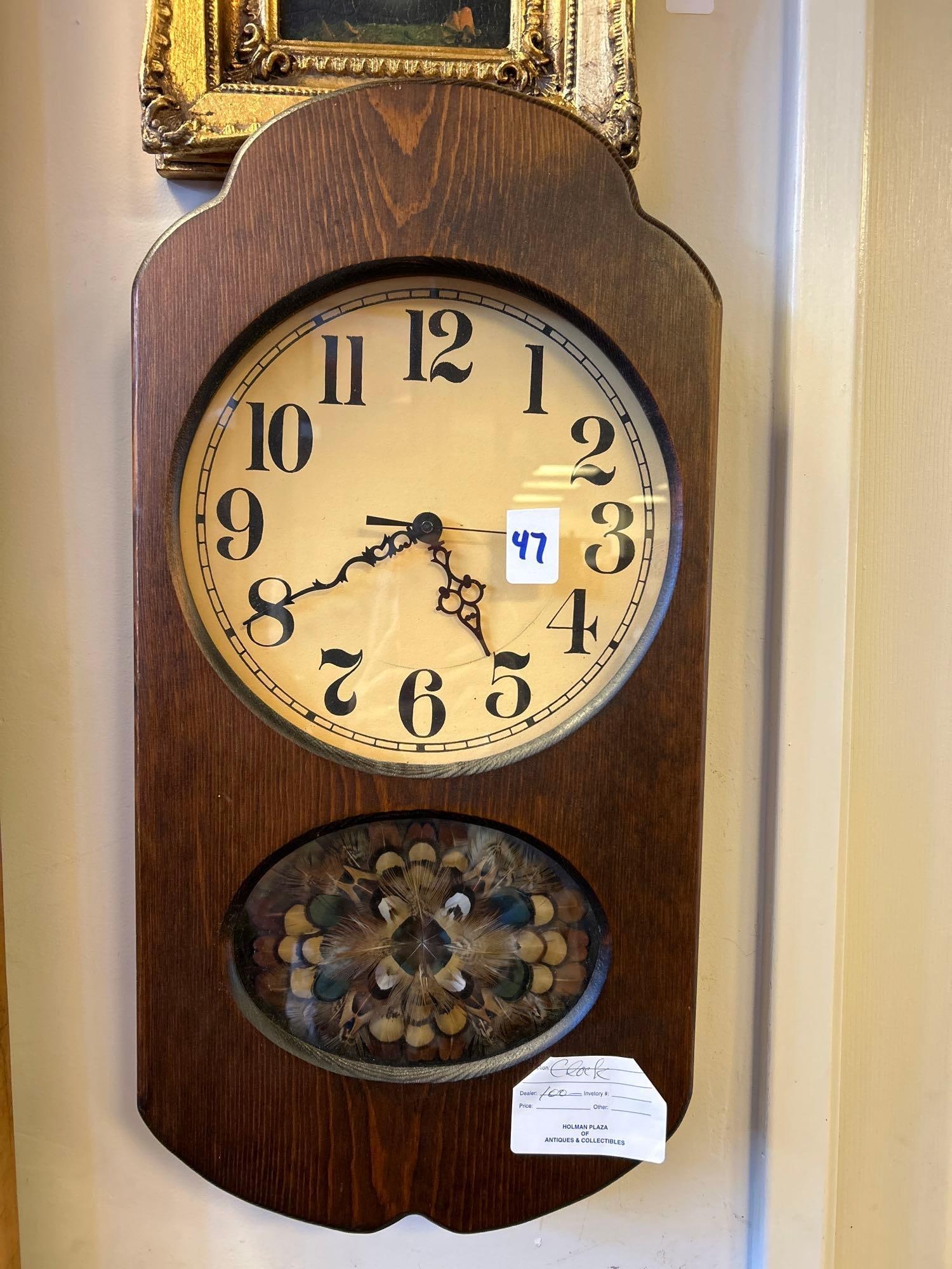Pheasant Feather Decorated Wall Clock (1 of 3)