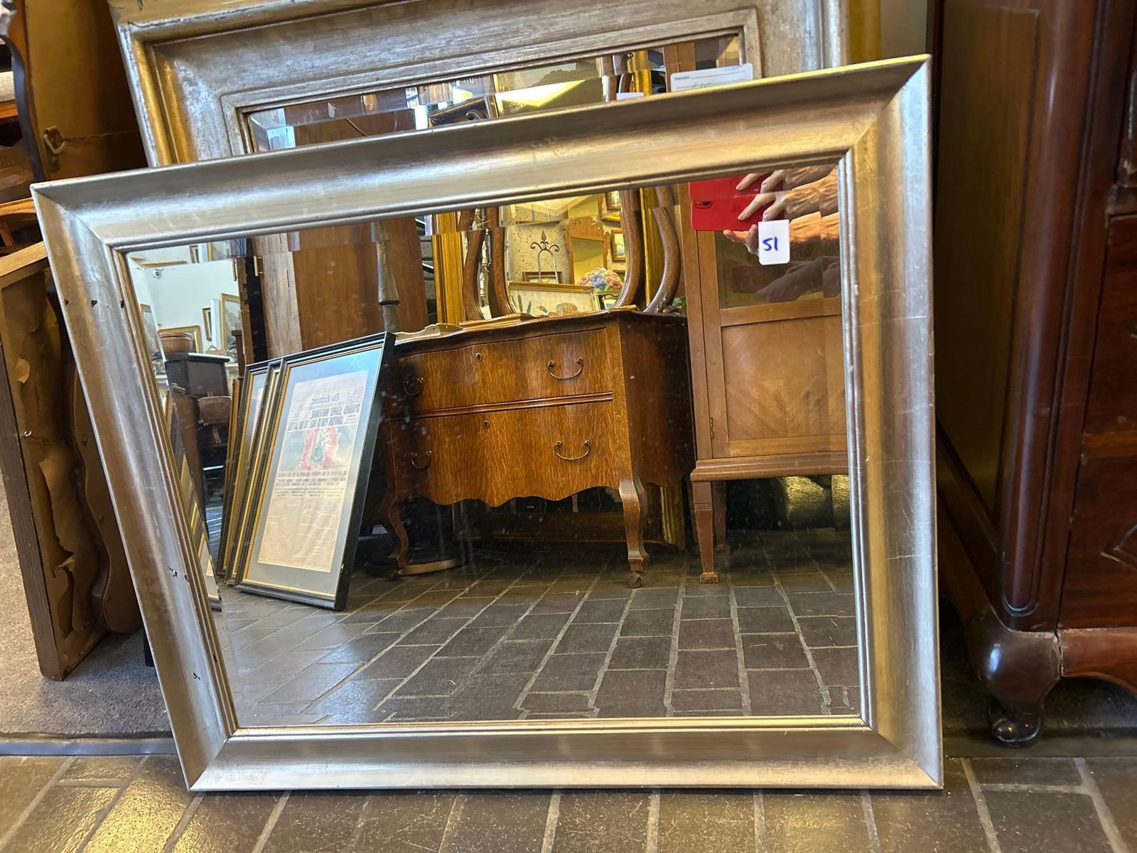 Contemporary Silver Painted Hardwood Mirror (1 of 3)