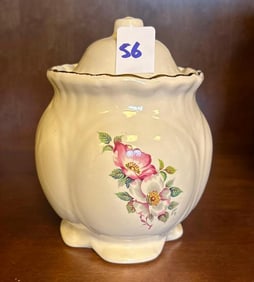 Webster Texas Ceramic Jar With Rose Motif