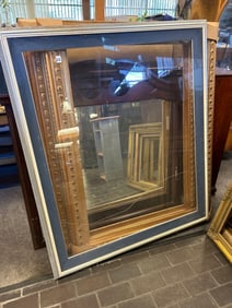 Very Large Poster Sized Frame With Blue Matting