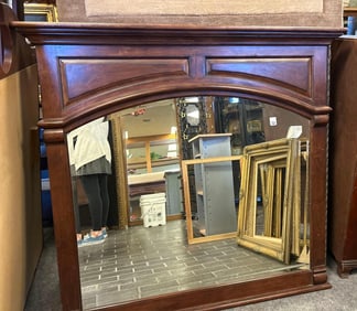 Large Beveled Wooden Mirror