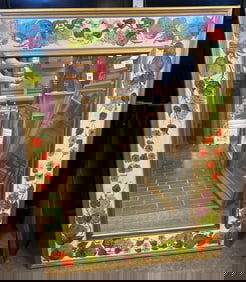 Large Hand Painted Mirror With Fruit Motif