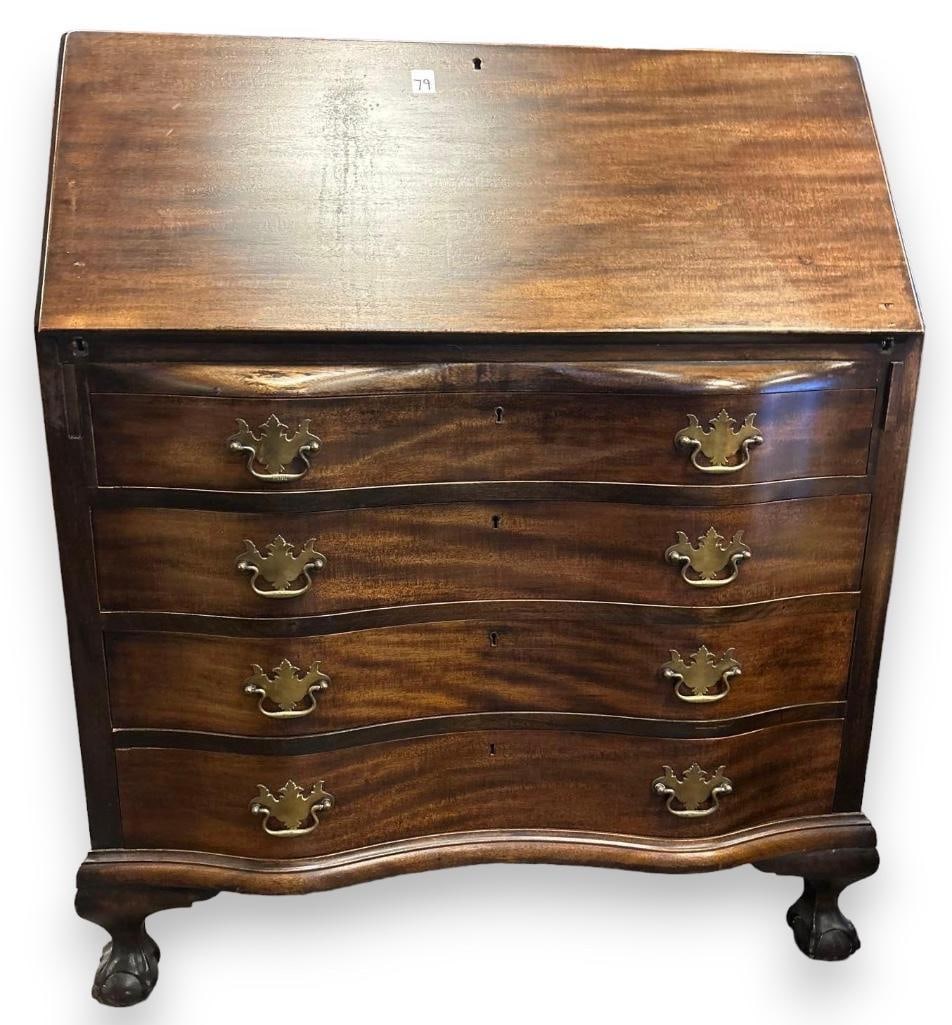 Chippendale Style Drop Front Desk With Ball & Claw Feet (1 of 7)