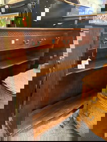 Mahogany Serpentine Shelf With Drawers