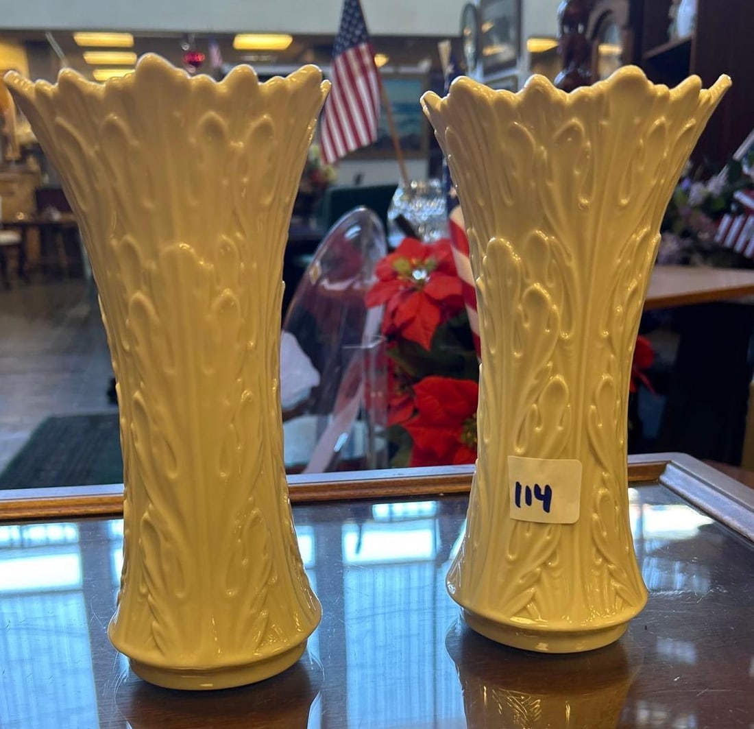 Pair Of Lenox Porcelain Vases: Pair Of Lenox Porcelain Vases. Approximately 8.5H x 4.5W in.
