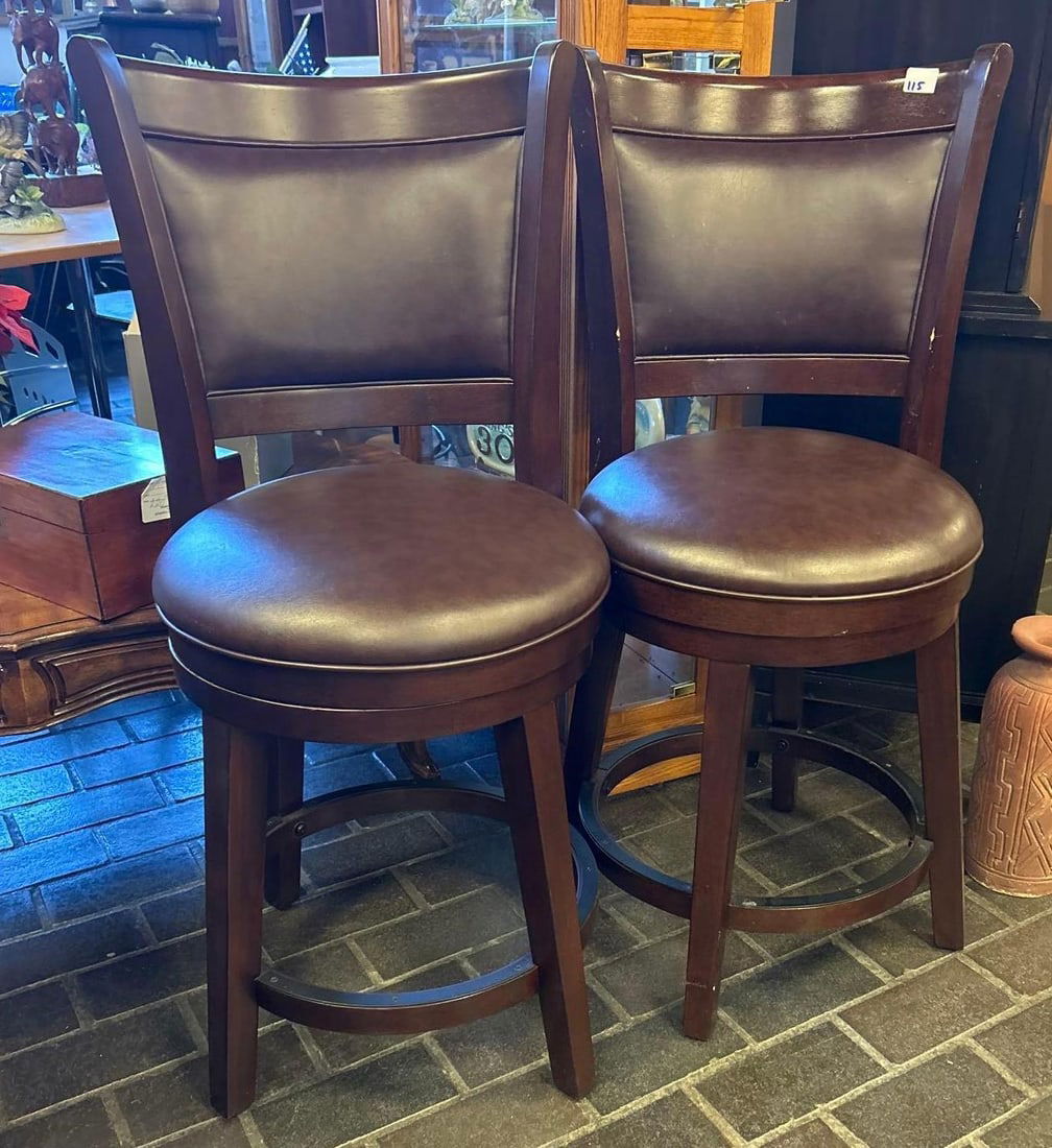 Three Leather Bar Stools (1 of 2)