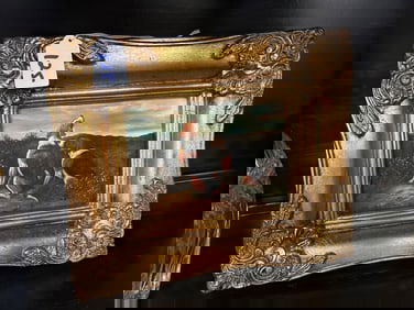 Two Hunting Dogs, Oil On Canvas Board