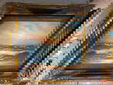 Sunset Seascape, Oil On Board