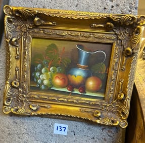 Still Life With Fruit, Oil On Canvas Board
