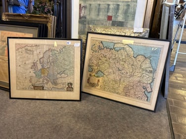 Two Framed Maps Of Europe & Asia