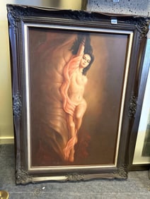 Reclining Nude, Oil On Canvas, Signed Morino