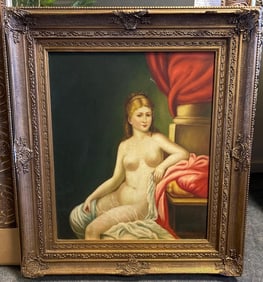 Seated Nude, Oil On Canvas, Signed Illegibly