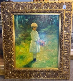 Portrait Of Young Girl, Oil On Canvas, Signed Richardson