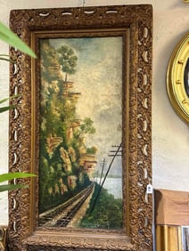 H.J. Petersen, Early 20th C. Lanscape With Railroad Tracks, Oil on Canvas