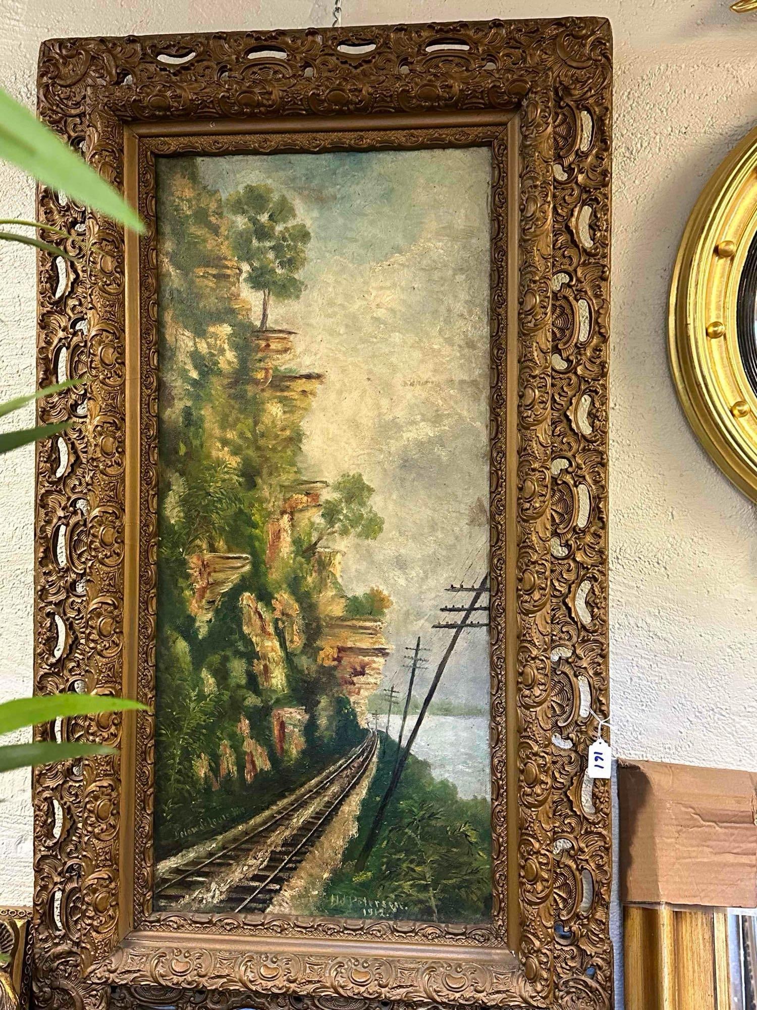 H.J. Petersen, Early 20th C. Lanscape With Railroad Tracks, Oil on Canvas (1 of 9)