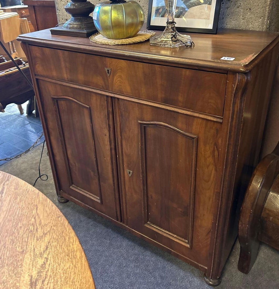 Older Cabinet Or Sideboard: NO SHIPPING AVAILABLE FOR THIS LOT, LOCAL PICK-UP ONLY. Older Cabinet Or Sideboard. Approximately 36.25H x 38.0W x 18.5D in.