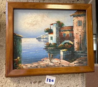 European Seascape, Oil On Canvas Board, Signed Nardi