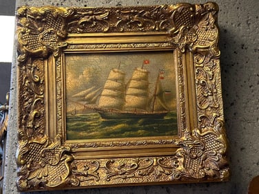Nautical Scene, Oil On Board, Signed
