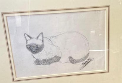 Edward McLachlan (British, B. 1940), Siamese Cat, Pen & Ink Drawing