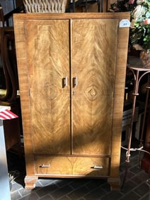 Art Deco Burr Walnut Veneer Armoire