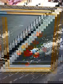 Dutch Style Still Life Of Flowers, Oil On Canvas