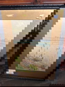 Warren Jay Clear, Pei Ho River Fishing Scene, 1919, Watercolor on Paper