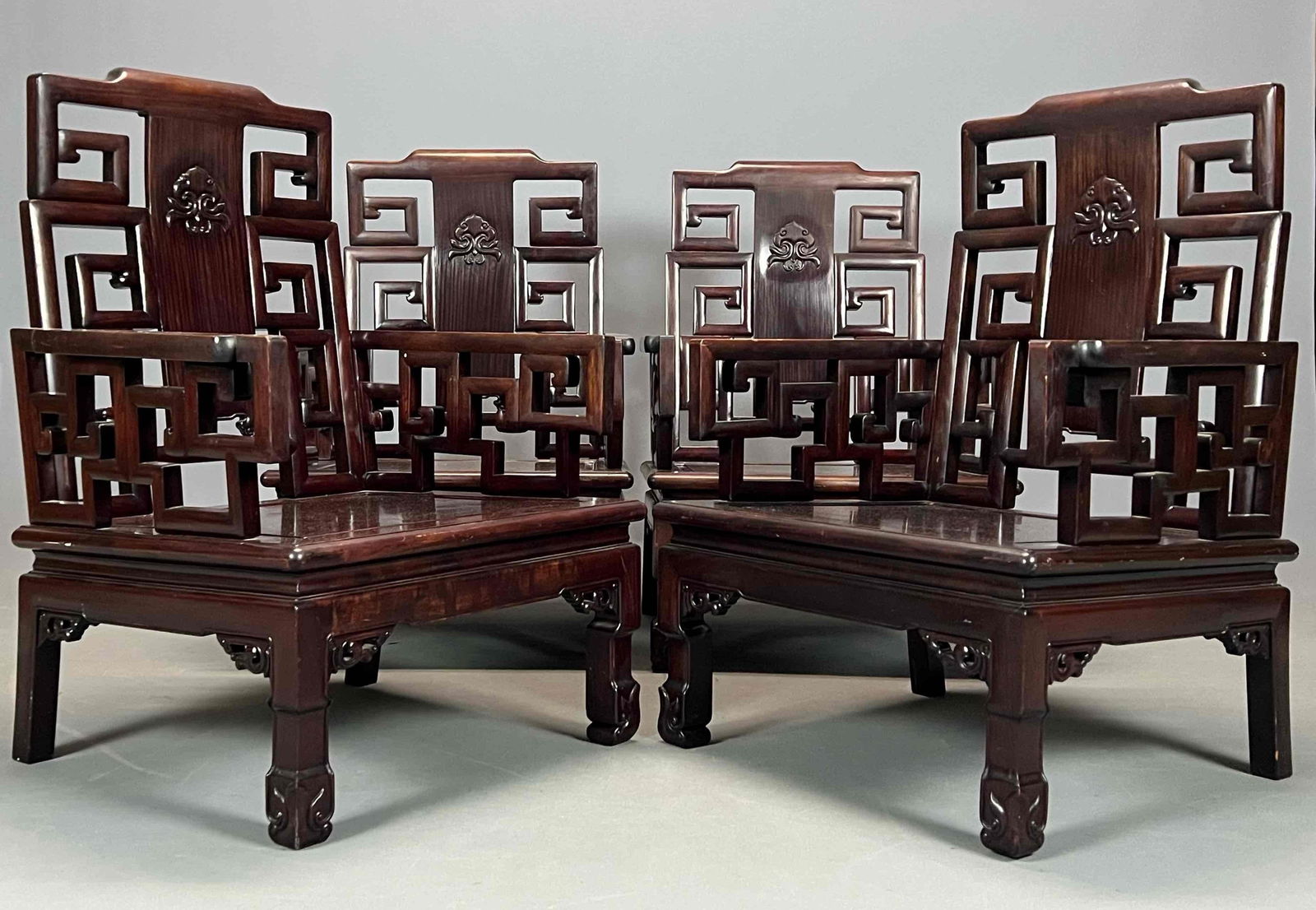 Set of 4 Chinese Rosewood Armchairs, Mid 20th C. (1 of 20)