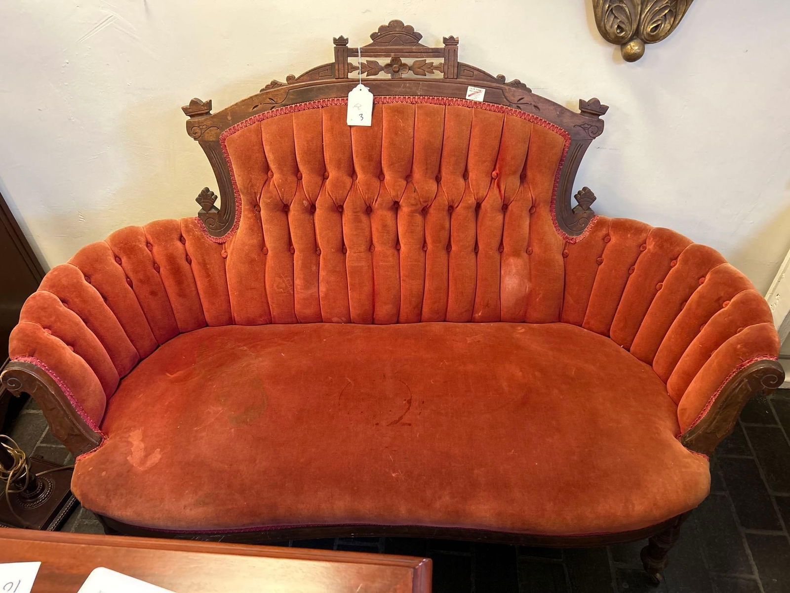 Antique Eastlake Victorian Tufted Settee (1 of 5)