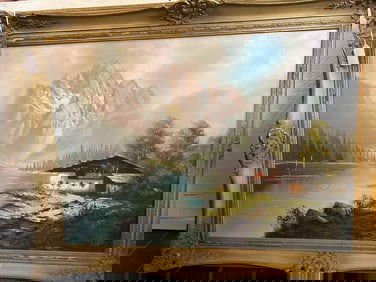 Mountain Landscape, Oil On Canvas