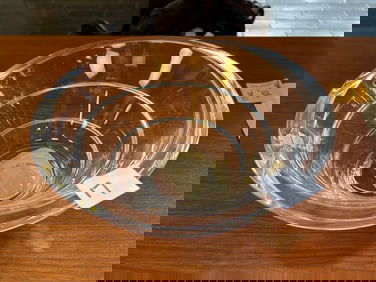 Modernist Crystal Swirl Console Bowl, Reed & Barton & Miller Rogaska