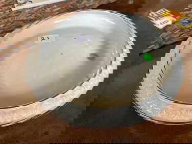 Dresden Porcelain Silver Trimmed Tri Footed Porcelain Bowl