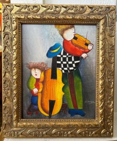 Joyce Roybal, Two Musicians, Oil On Canvas